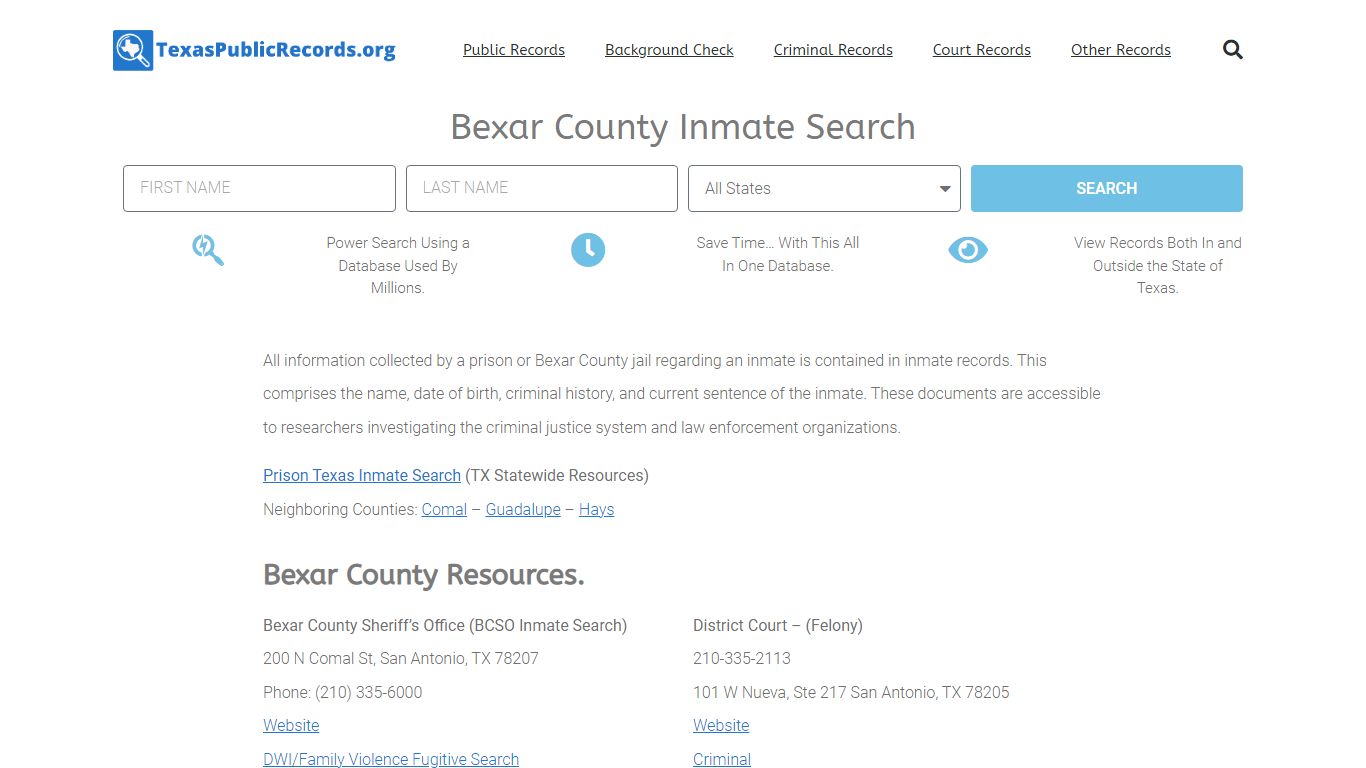 Bexar County Inmate Search - BCSO Current & Past Jail Records